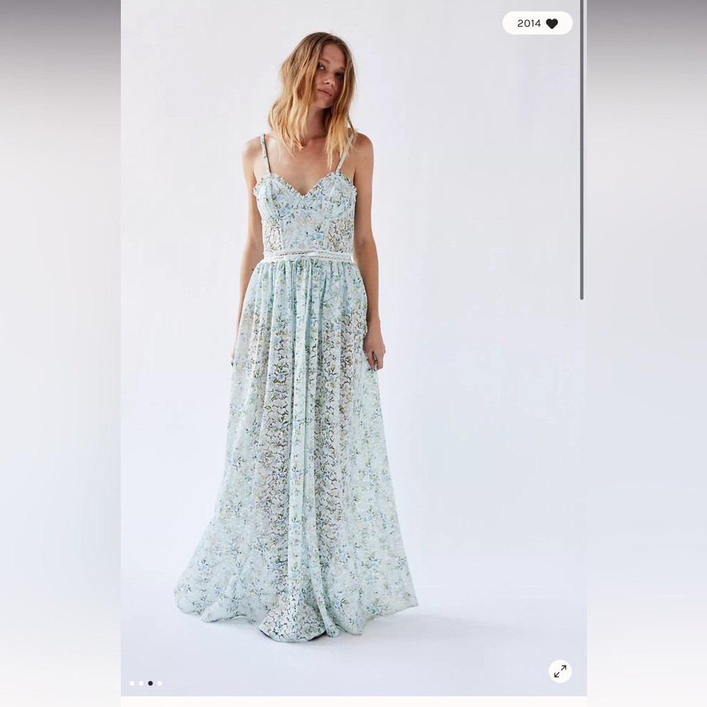 Free People For Love & Lemons Cecelia Lace Bodysuit Bustier Maxi Dress - Picture 1 of 8
